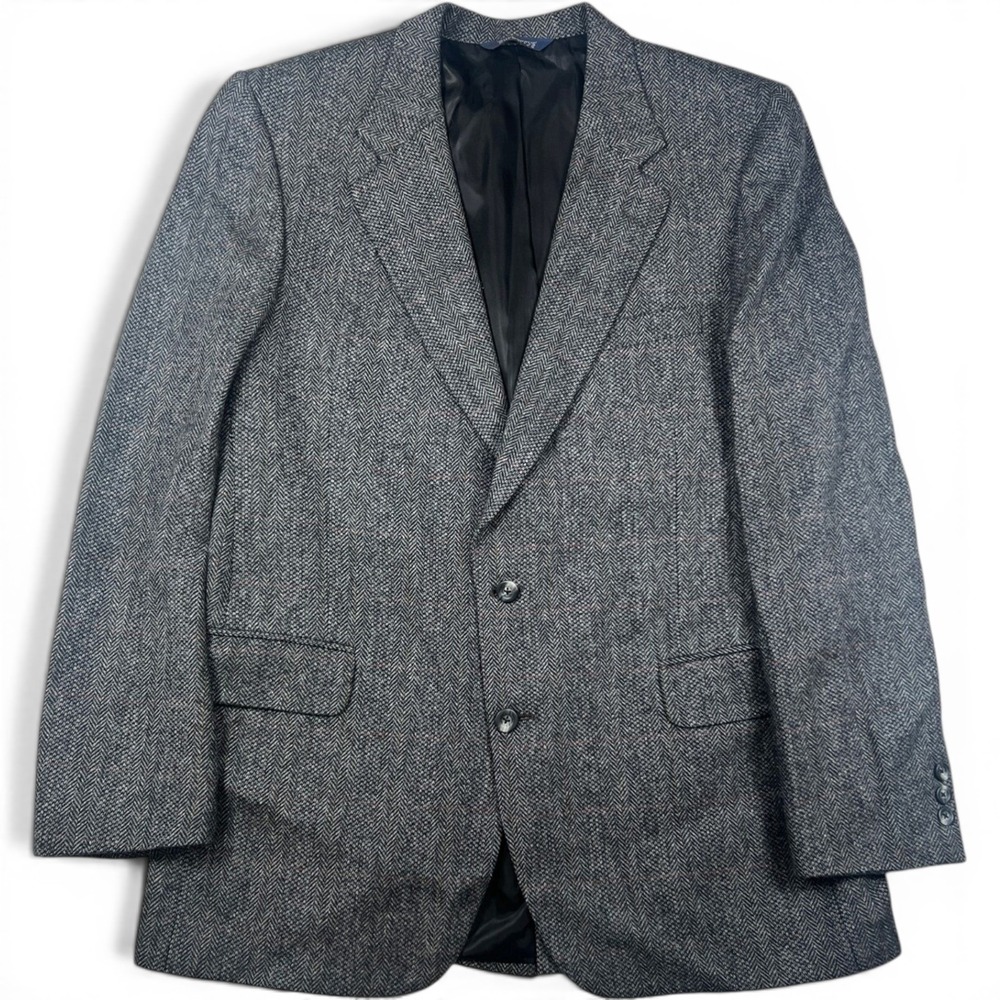 Vintage Burberrys Blazer Mens 00 Grey Tweed 100% Pure Wool